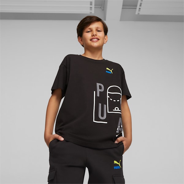 Classics FTR Baller Youth Logo Tee, PUMA Black, large-ZAF