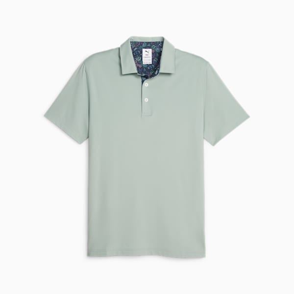 PUMA x LIBERTY Solid Men's Golf Polo, Green Fog-Navy Blazer, large-ZAF