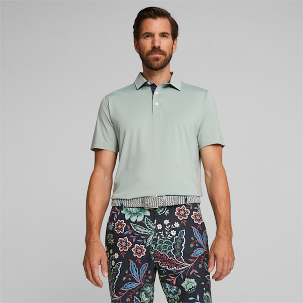 PUMA x LIBERTY Solid Men's Golf Polo, Green Fog-Navy Blazer, large-ZAF