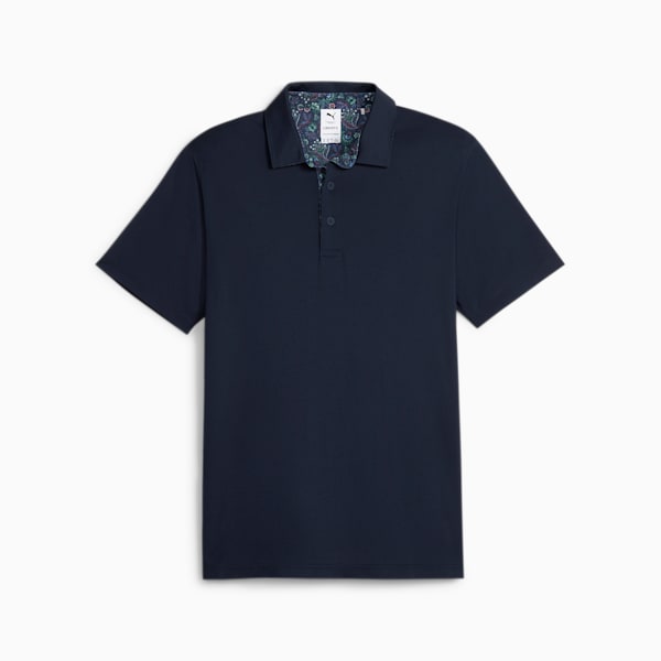 PUMA x LIBERTY Solid Men's Golf Polo, Navy Blazer-Green Fog, large-ZAF