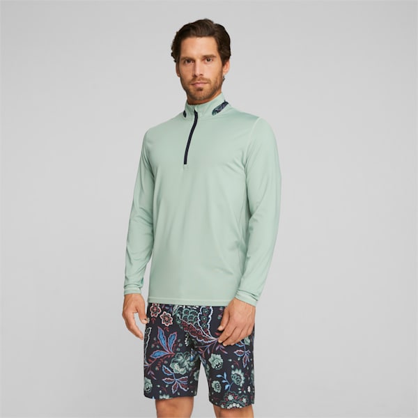 PUMA x LIBERTY Men's Golf Quarter-zip, Green Fog-Navy Blazer, large-ZAF