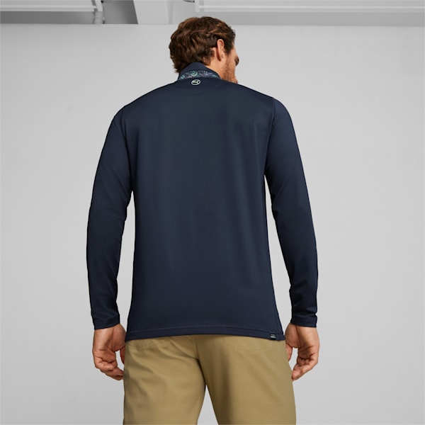 PUMA x LIBERTY Men's Golf Quarter-zip, Navy Blazer-Green Fog, large-ZAF