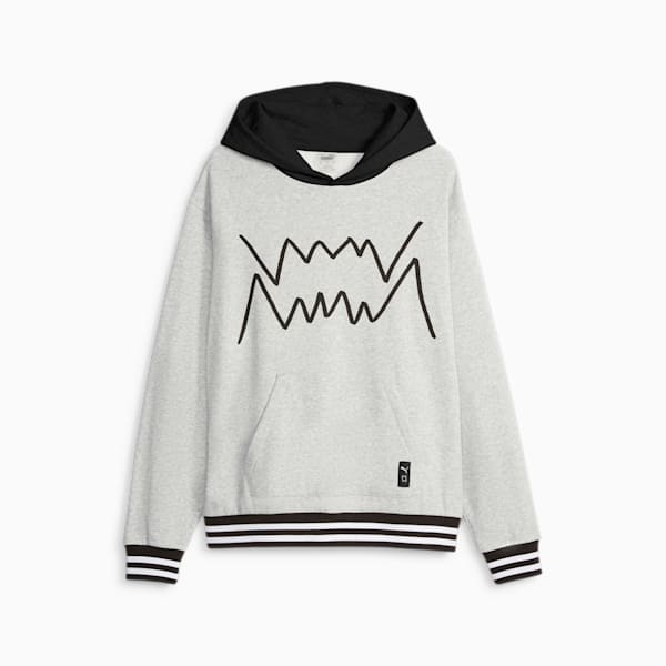 Buzo de basketball para hombre Franchise Core, Light Gray Heather-PUMA Black, large-ARG