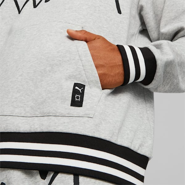 Buzo de basketball para hombre Franchise Core, Light Gray Heather-PUMA Black, large-ARG