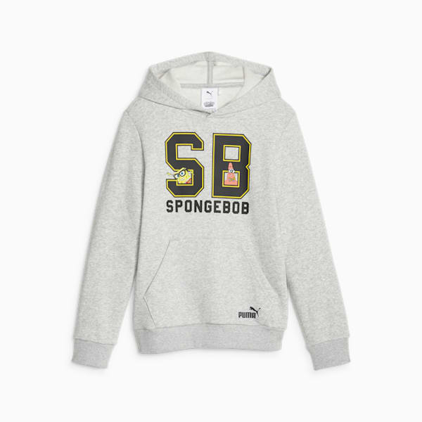 PUMA x SPONGEBOB SQUAREPANTS Youth Hoodie, Light Gray Heather, large-ZAF