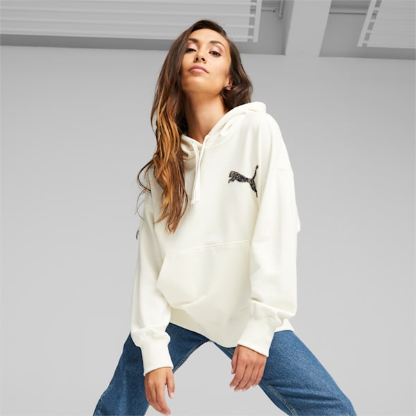 PUMA Swarovski Crystals Women's Hoodie, Warm White, large-ZAF