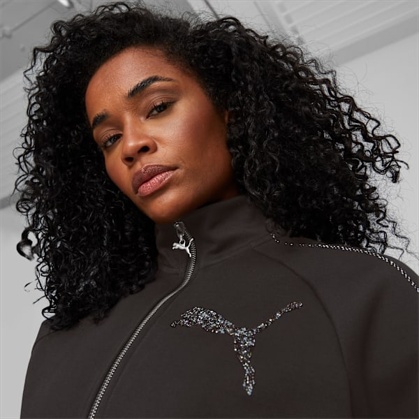 PUMA X SWAROVSKI Women's T7 Track Jacket, PUMA Black, large-MEX
