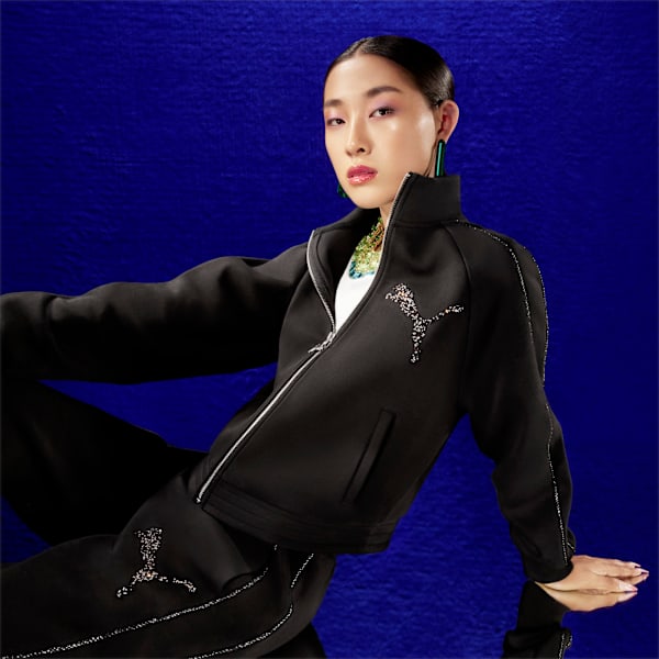 PUMA X SWAROVSKI Women's T7 Track Jacket, PUMA Black, large-MEX