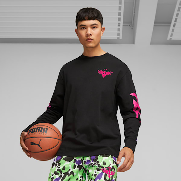 MELO X TOXIC Men's Basketball Long Sleeve Tee, PUMA Black, large-ZAF