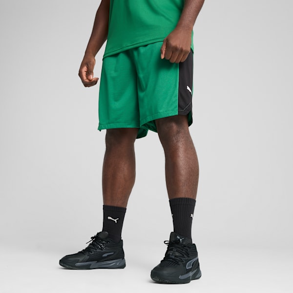 Shorts de basketball Shot Blocker para hombre, Archive Green-PUMA Black, large-ARG