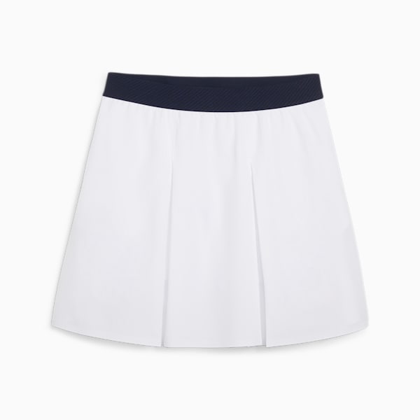 W Club Women's Pleated Golf Skirt, White Glow-Deep Navy, large-ZAF