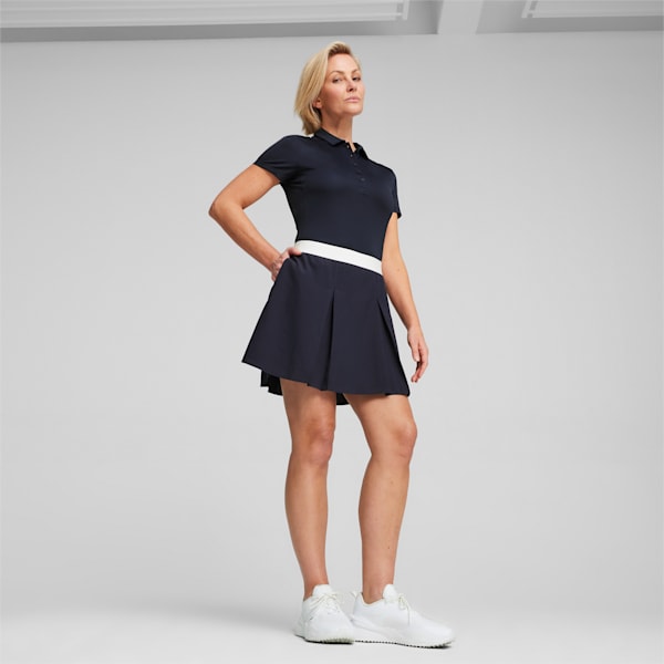 W Club Women's Pleated Golf Skirt, Deep Navy-White Glow, large-ZAF