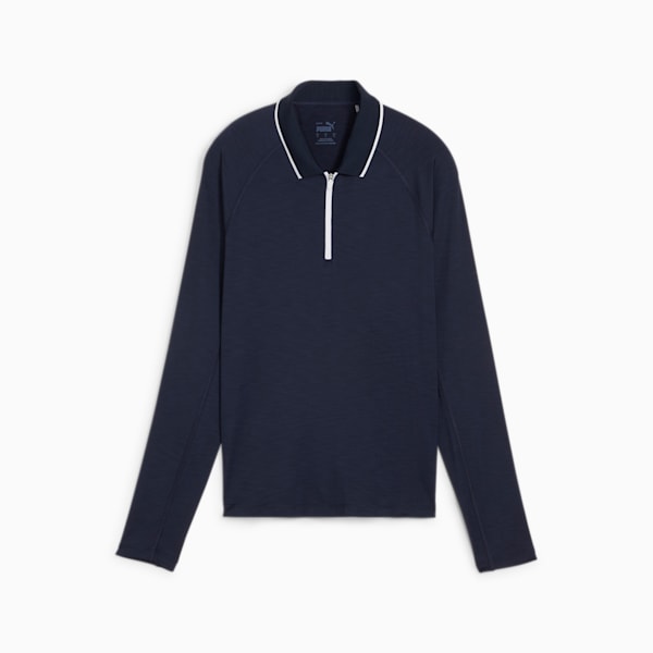 You-V Women's Golf Long Sleeves Polo, Deep Navy, large-ZAF