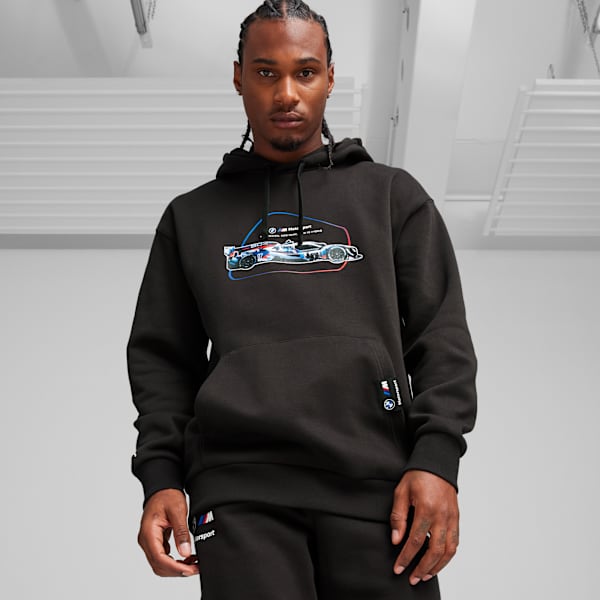 Sudadera estampada con capucha para hombre BMW M Motorsport Car, PUMA Black, large-MEX