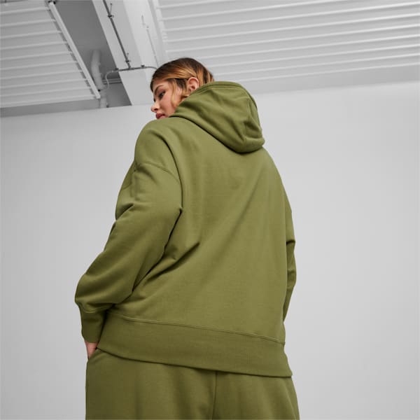 Buzo con capucha BETTER CLASSICS de corte holgado para mujer, Olive Green, large-ARG