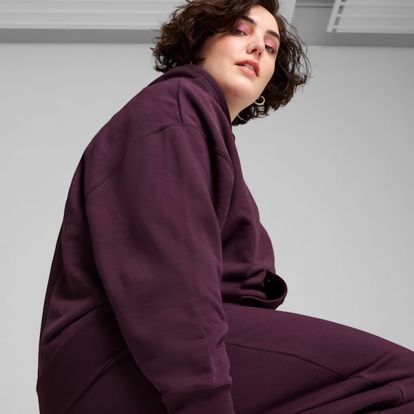 Buzo con capucha BETTER CLASSICS de corte holgado para mujer, Midnight Plum, large-ARG