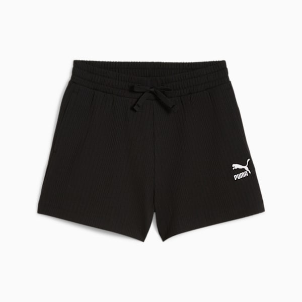 CLASSICS Women's Ribbed Shorts, PUMA Black, large-MEX