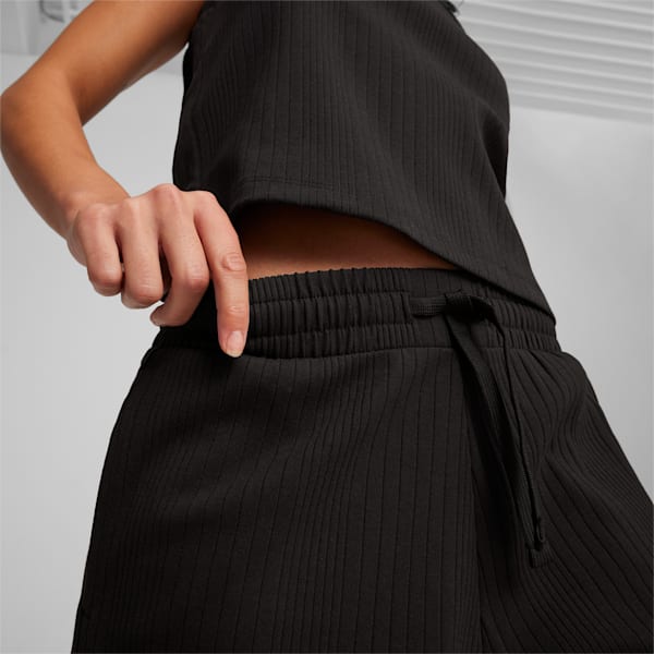 CLASSICS Women's Ribbed Shorts, PUMA Black, large-MEX