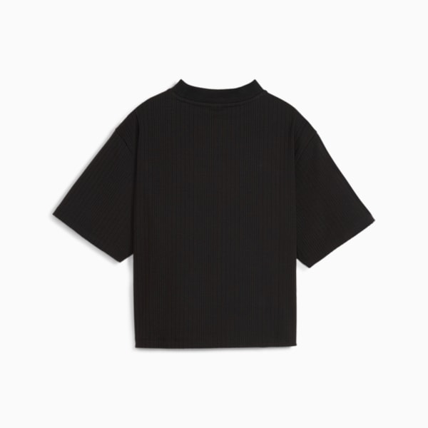 Remera de cuello perkins para mujer, PUMA Black, large-ARG