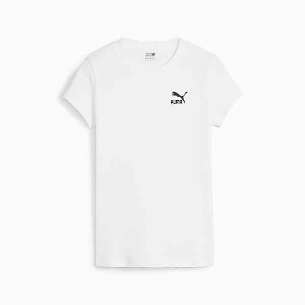 CLASSICS Women's Ribbed Slim Tee, PUMA White, large-MEX