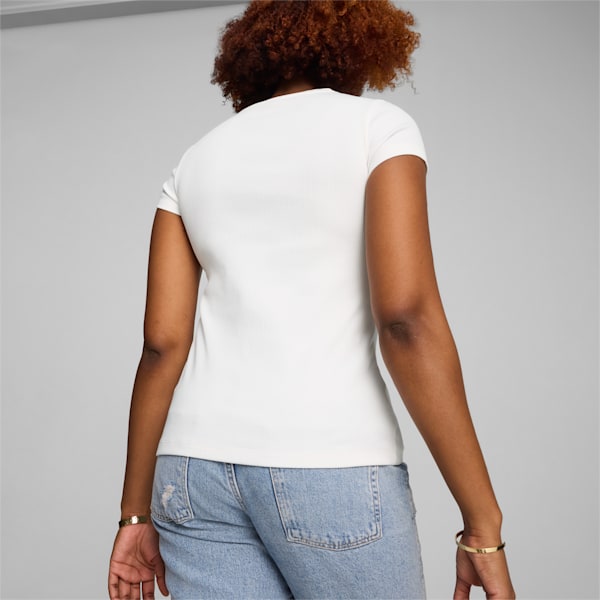 CLASSICS Women's Ribbed Slim Tee, PUMA White, large-MEX