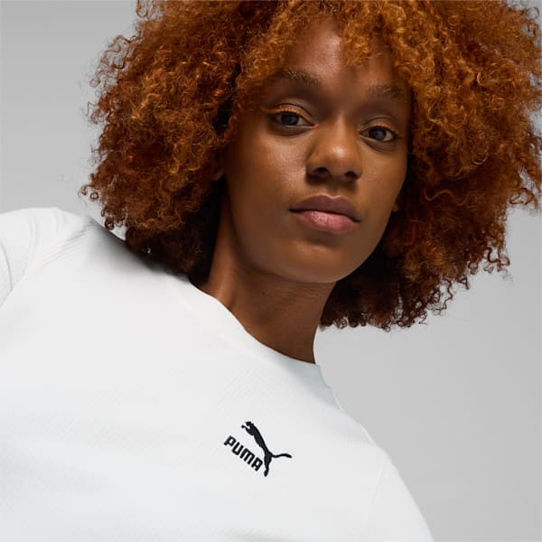 CLASSICS Women's Ribbed Slim Tee, PUMA White, large-MEX