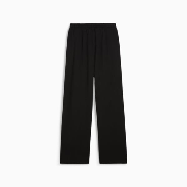 Pantalones de chándal CLASSICS de canalé y corte holgado para mujer, PUMA Black, large-ARG