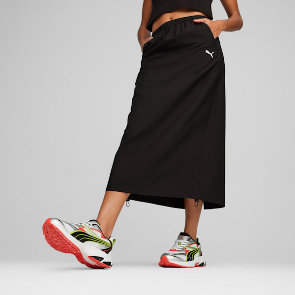 Pollera midi DARE TO de tejido plano para mujer, PUMA Black, large-ARG