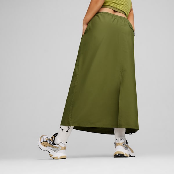Pollera midi DARE TO de tejido plano para mujer, Olive Green, large-ARG