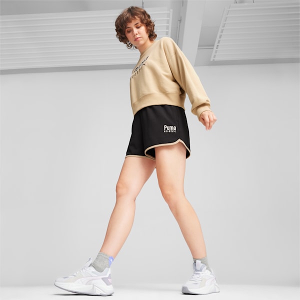 PUMA TEAM Women's Oversized Crew, Prairie Tan, large-ZAF