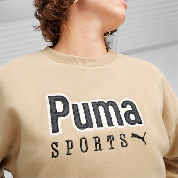 PUMA TEAM Women's Oversized Crew, Prairie Tan, large-ZAF