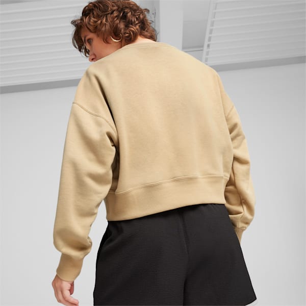 PUMA TEAM Women's Oversized Crew, Prairie Tan, large-ZAF