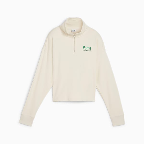 PUMA TEAM Women's Half-Zip Crew, Alpine Snow, large-ZAF