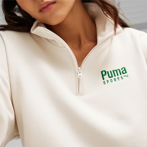 PUMA TEAM Women's Half-Zip Crew, Alpine Snow, large-ZAF