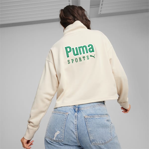 PUMA TEAM Women's Half-Zip Crew, Alpine Snow, large-ZAF