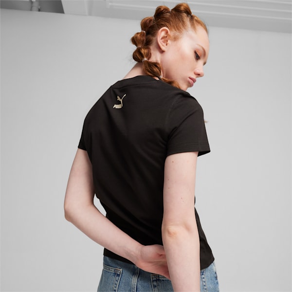 Playera estampada para mujer PUMA TEAM, PUMA Black, large-MEX