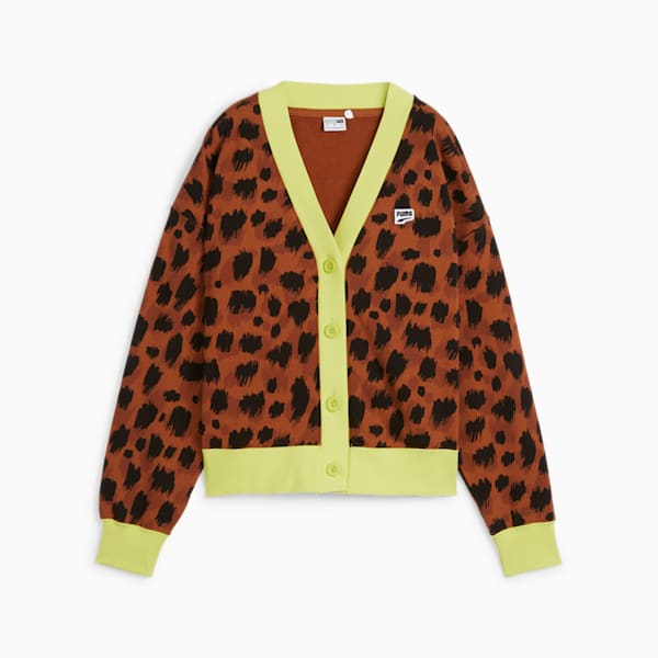DOWNTOWN Kitten Cardigan Women, Teak-AOP, large-ZAF