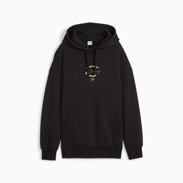 DOWNTOWN Women's Graphic Hoodie, PUMA Black, large-ZAF