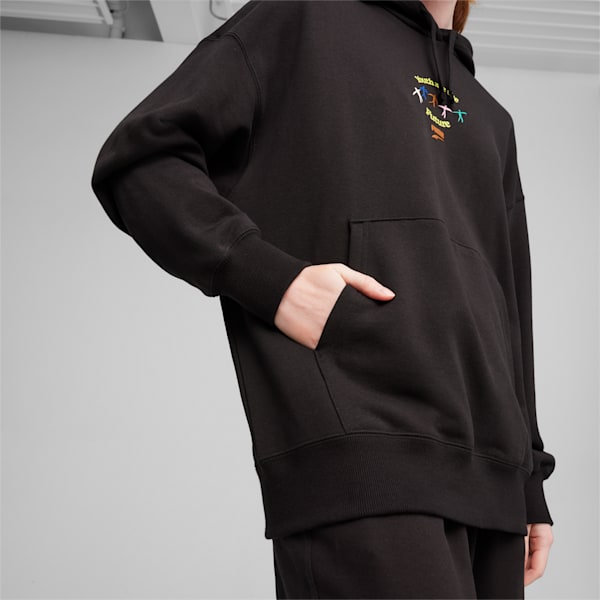 DOWNTOWN Women's Graphic Hoodie, PUMA Black, large-ZAF
