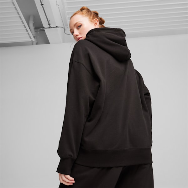 DOWNTOWN Women's Graphic Hoodie, PUMA Black, large-ZAF