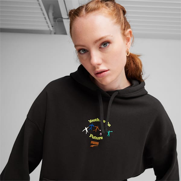 DOWNTOWN Women's Graphic Hoodie, PUMA Black, large-ZAF