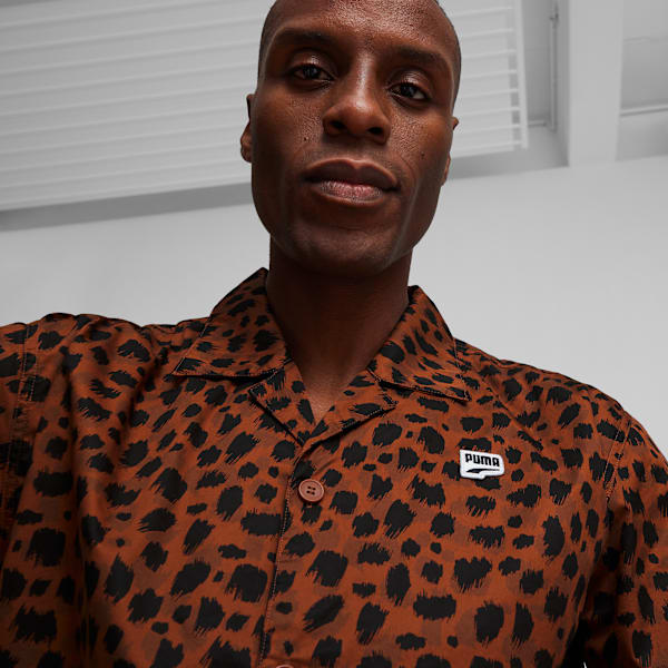 DOWNTOWN Men's Kitten Shirt, Teak-AOP, large-MEX