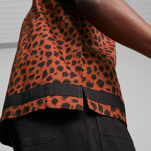 DOWNTOWN Men's Kitten Shirt, Teak-AOP, large-MEX