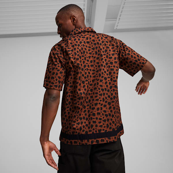 DOWNTOWN Men's Kitten Shirt, Teak-AOP, large-MEX