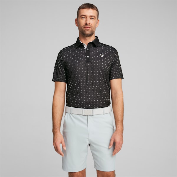 Pure Geo Men's Golf Polo, PUMA Black-White Glow, large-ZAF