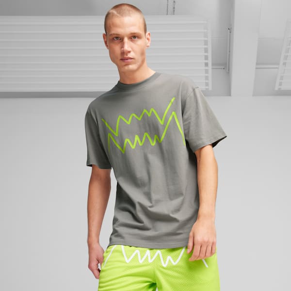Remera de basketball Jaws Core para hombre, Stormy Slate, large-ARG