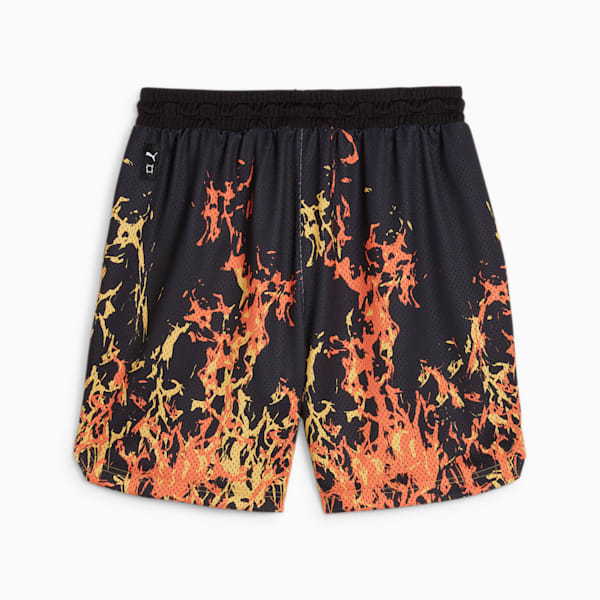 Straight Flames Basketball Shorts, PUMA Black-AOP, large-ZAF