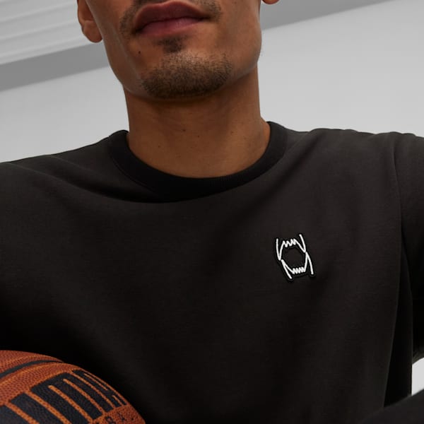Buzo de basketball Pivot Crewneck, PUMA Black, large-ARG