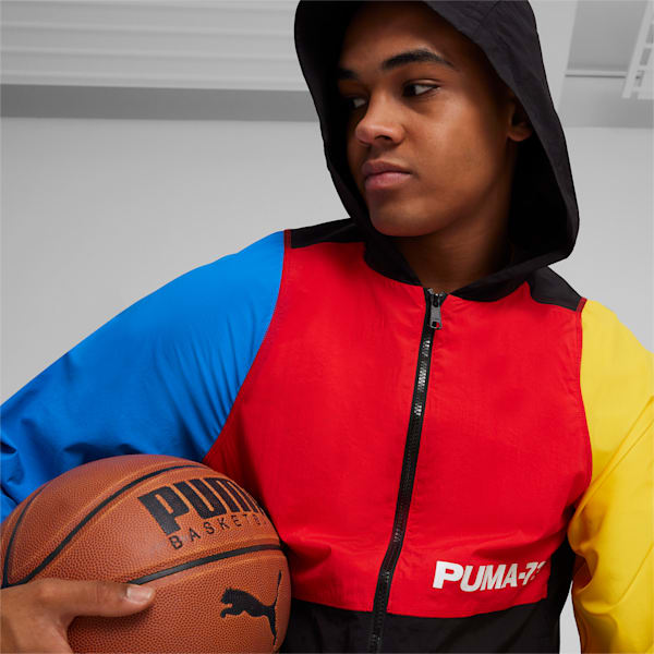 Campera de basketball Winners Circle, PUMA Black-Racing Blue-Yellow Sizzle-For All Time Red, large-ARG
