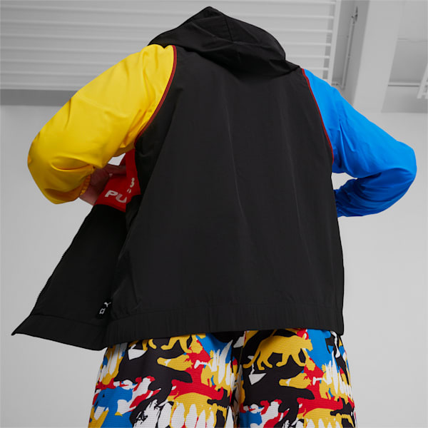 Campera de basketball Winners Circle, PUMA Black-Racing Blue-Yellow Sizzle-For All Time Red, large-ARG